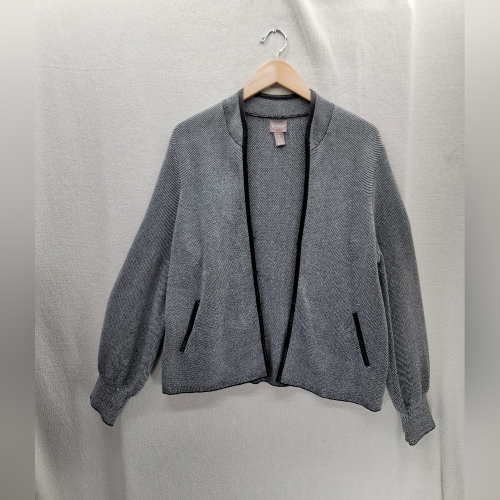 NWT Chico's Faux Leather Trim Black $74 Jacket Size-1/US-8